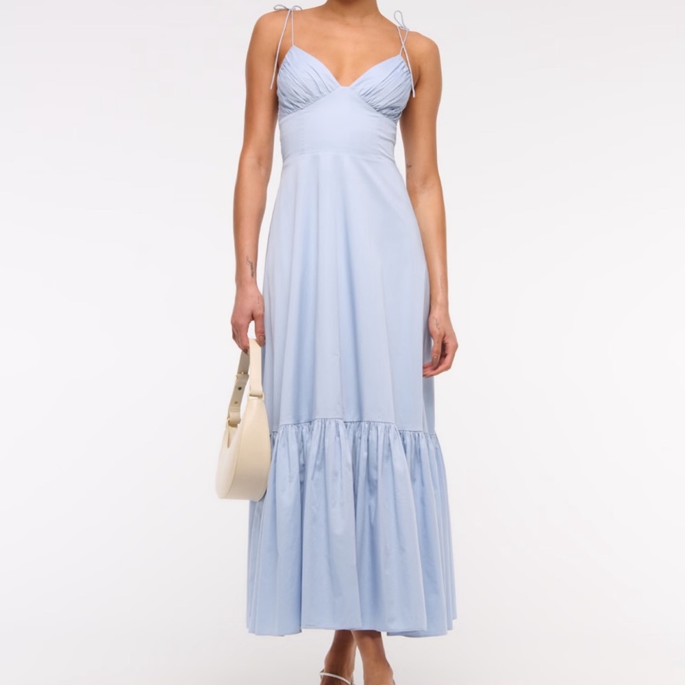 Light Blue Tie-Strap Maxi Dress